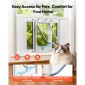 VEVOR Cat Door for Window, Ρυθμιζόμενη στο πλάτος παραθύρου 584-711 mm, 4 ασφαλείς λειτουργίες κλειδώματος, πλαίσιο από αλουμίνιο και γυαλί υψηλής διαφάνειας, μαγνητικό κλείσιμο, αδιάβροχη πόρτα κατοικίδιων ζώων για γάτες, λευκό
