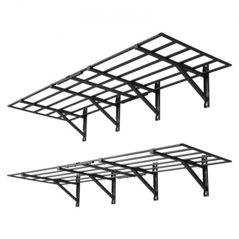 Ράφια τοίχου βαρέως τύπου VEVOR 2 επιπέδων, 4 Pack 610 x 914 mm Steel Wall Mounted Shelving Unit, 610 x 1828 mm Per Shelf Floating Storage Μεταλλική σχάρα για γκαράζ, 725 kg Συνολικό βάρος, Μαύρο