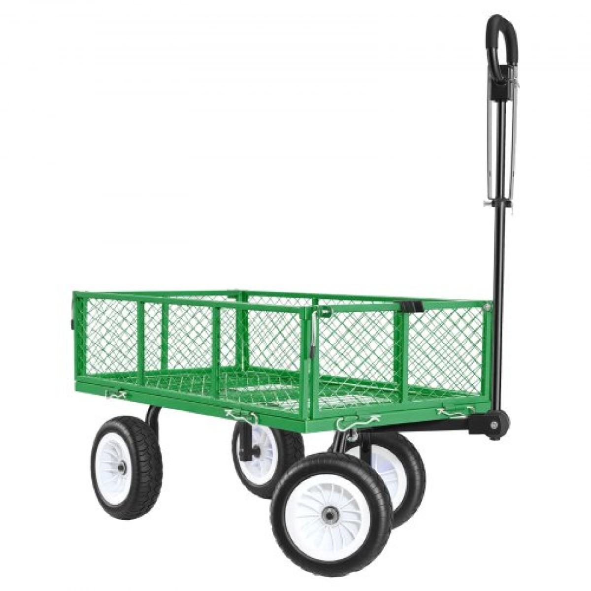 VEVOR Garden Cart, 408,2 kg, Heavy Duty Steel Yard and Garden Utility Wagon με ελαστικά 10 ιντσών, σκαμπό κήπου εξωτερικού χώρου με ρυθμιζόμενη λαβή, αποσπώμενα πλαϊνά πάνελ, προσάρτηση σε ATV ή τρακτέρ, Πράσινο