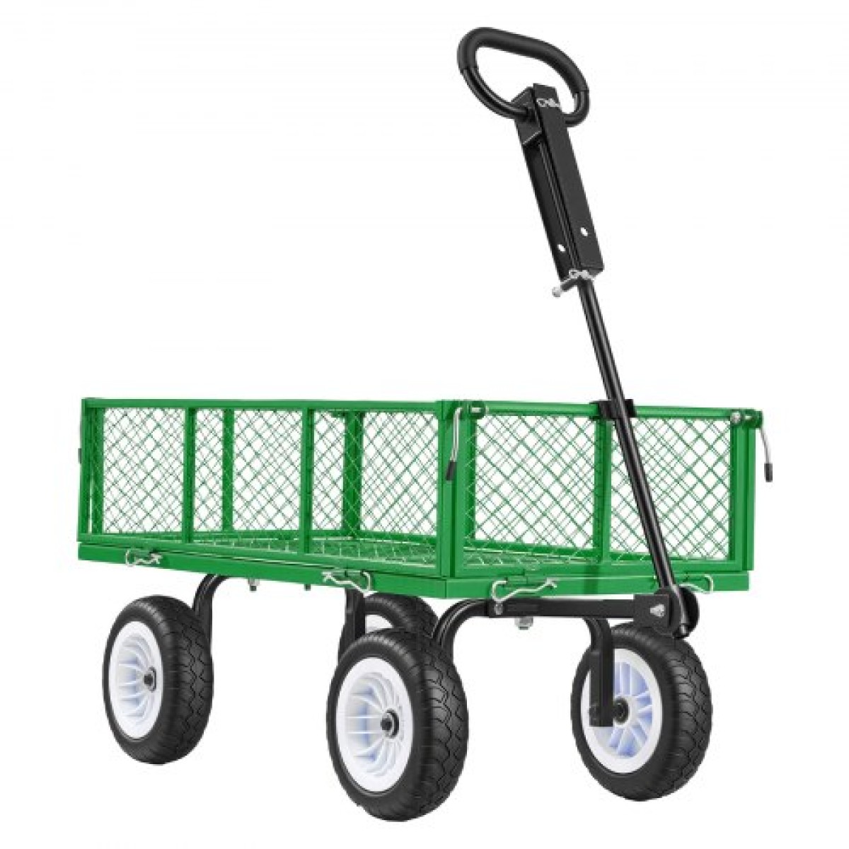 VEVOR Garden Cart, 408,2 kg, Heavy Duty Steel Yard and Garden Utility Wagon με ελαστικά 10 ιντσών, σκαμπό κήπου εξωτερικού χώρου με ρυθμιζόμενη λαβή, αποσπώμενα πλαϊνά πάνελ, προσάρτηση σε ATV ή τρακτέρ, Πράσινο