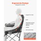 Καρέκλες κάμπινγκ VEVOR Oversized, 204 kg Υποστήριξη βαρέως τύπου, Φορητές πτυσσόμενες καρέκλες κατασκήνωσης με διπλές ποτηροθήκες & ποτηροθήκες κρασιού, τσάντα μεταφοράς για εξωτερικούς χώρους, ψάρεμα, μαύρο & γκρι, 1 πακέτο