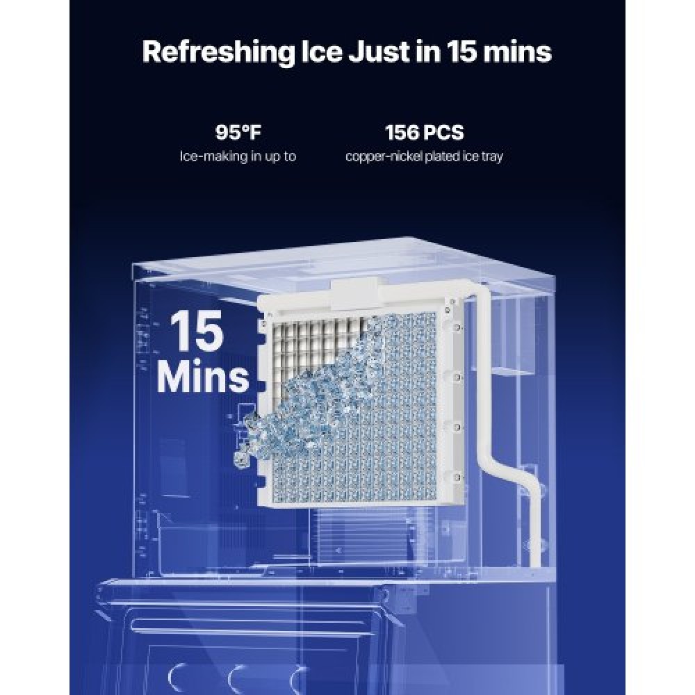 VEVOR Commercial Ice Maker Machine - Head, 163 KG/Day Stainless Steel Ice Machine with Self-Cleaning, 156 PCS Ice Tray, Adjustable Thickness, Ideal for Restaurant Bar Cafe Hotel - Head Only