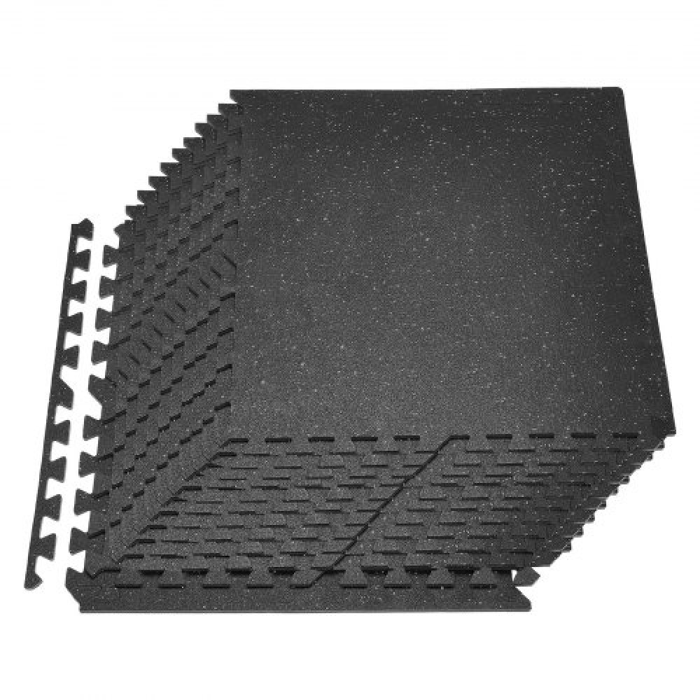 VEVOR Puzzle Exercise Mat, 24 PCS Fitness Equipment Mats, 610 x 610 x 10 mm, High-Density EVA Foam Mat Set, Interlocking Rubber Soft Tiles, Protective Floor Padding with Gray Dots for Home Gym Office