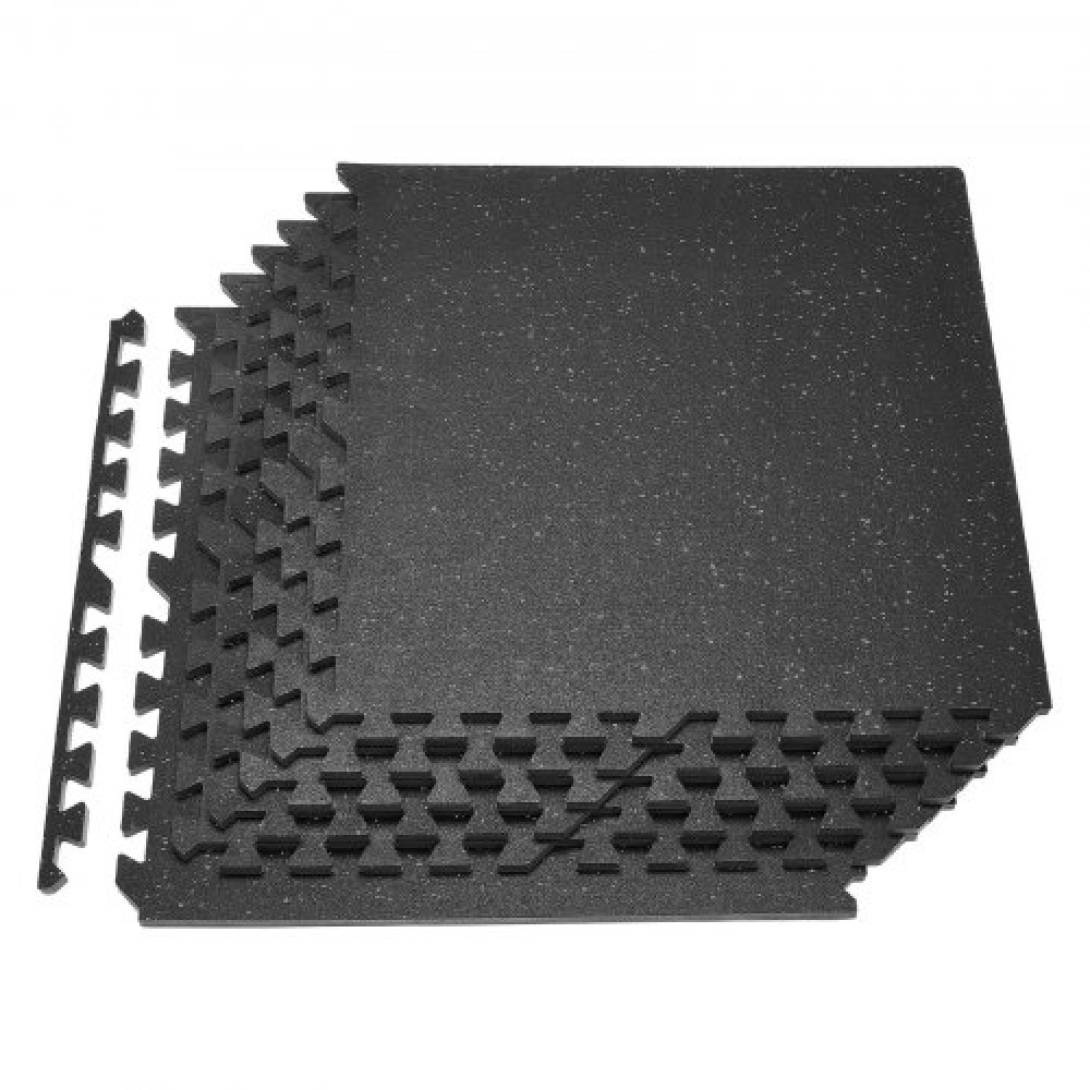 VEVOR Puzzle Exercise Mat, 6 PCS Fitness Equipment Mats, 610 x 610 x 14 mm, High-Density EVA Foam Mats Set, Interlocking Rubber Soft Tiles, Protective Floor Padding with Gray Dots for Home Gym Office