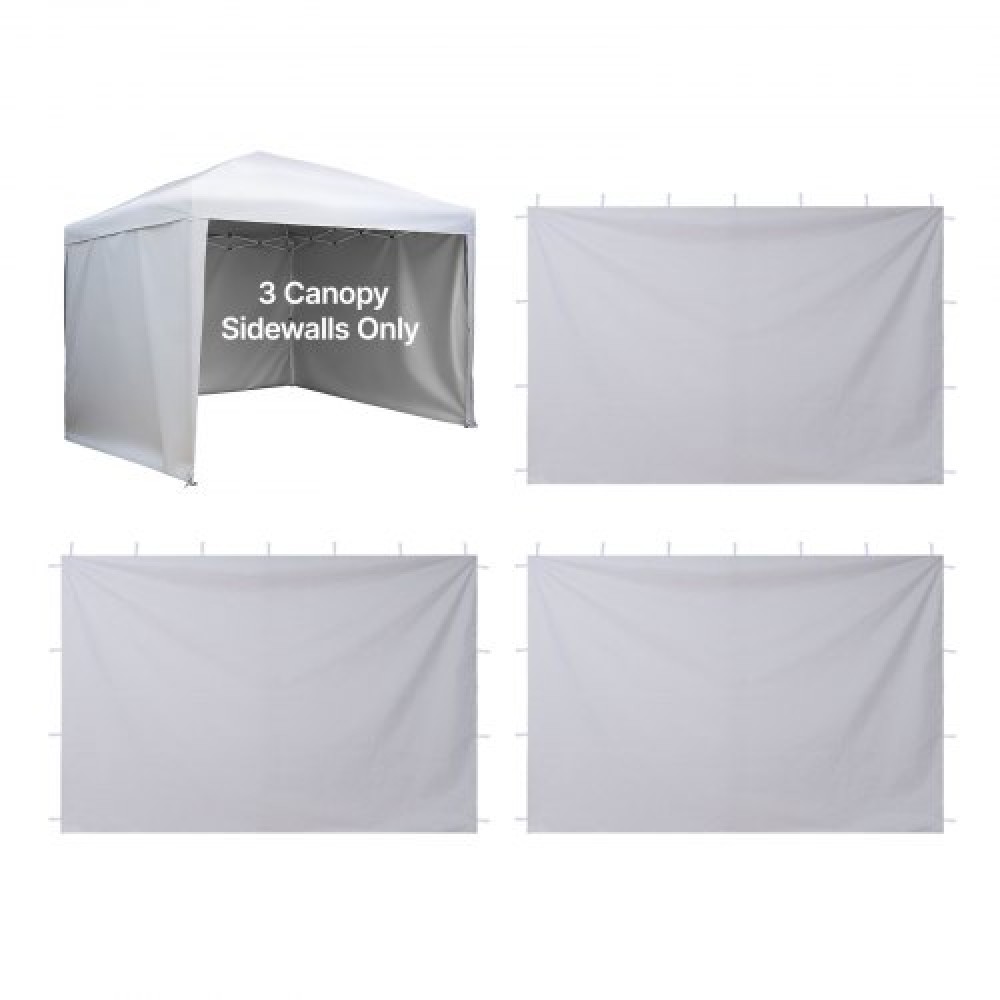 VEVOR Canopy Sidewalls, Fit for 3 x 3 m Pop Up Canopy Tent, Tent Side Walls with Waterproof and Sunlight Protection Layer for Outdoor Event Tents, Vendor Booths, Camping (3 Sidewalls Only, White)