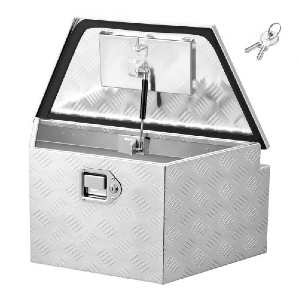 VEVOR Trailer Tongue Box, 660 x 330 x 305 mm Αλουμινένιο κουτί εργαλειοθήκης ρυμουλκούμενου, Ατζέντα αποθήκευσης βαρέως τύπου με κλειδαριά και κλειδιά, βοηθητικό κιβώτιο εργαλείων για κρεβάτι Pickup Truck, RV, SUV, όχημα εκτός δρόμου, Ασημί