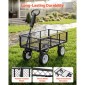 VEVOR Garden Cart, 408,2 kg, Heavy Duty Steel Yard and Garden Utility Wagon με ελαστικά 10 ιντσών, σκαμπό κήπου εξωτερικού χώρου με ρυθμιζόμενη λαβή, αποσπώμενα πλαϊνά πάνελ, προσάρτηση σε ATV ή τρακτέρ, Μαύρο