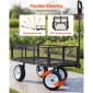 VEVOR Garden Cart, 408,2 kg, Heavy Duty Steel Yard and Garden Utility Wagon με ελαστικά 10 ιντσών, σκαμπό κήπου εξωτερικού χώρου με ρυθμιζόμενη λαβή, αποσπώμενα πλαϊνά πάνελ, προσάρτηση σε ATV ή τρακτέρ, Μαύρο