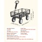 VEVOR Garden Cart, 408,2 kg, Heavy Duty Steel Yard and Garden Utility Wagon με ελαστικά 10 ιντσών, σκαμπό κήπου εξωτερικού χώρου με ρυθμιζόμενη λαβή, αποσπώμενα πλαϊνά πάνελ, προσάρτηση σε ATV ή τρακτέρ, Μαύρο