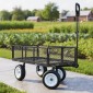 VEVOR Garden Cart, 408,2 kg, Heavy Duty Steel Yard and Garden Utility Wagon με ελαστικά 10 ιντσών, σκαμπό κήπου εξωτερικού χώρου με ρυθμιζόμενη λαβή, αποσπώμενα πλαϊνά πάνελ, προσάρτηση σε ATV ή τρακτέρ, Μαύρο