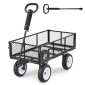 VEVOR Garden Cart, 408,2 kg, Heavy Duty Steel Yard and Garden Utility Wagon με ελαστικά 10 ιντσών, σκαμπό κήπου εξωτερικού χώρου με ρυθμιζόμενη λαβή, αποσπώμενα πλαϊνά πάνελ, προσάρτηση σε ATV ή τρακτέρ, Μαύρο
