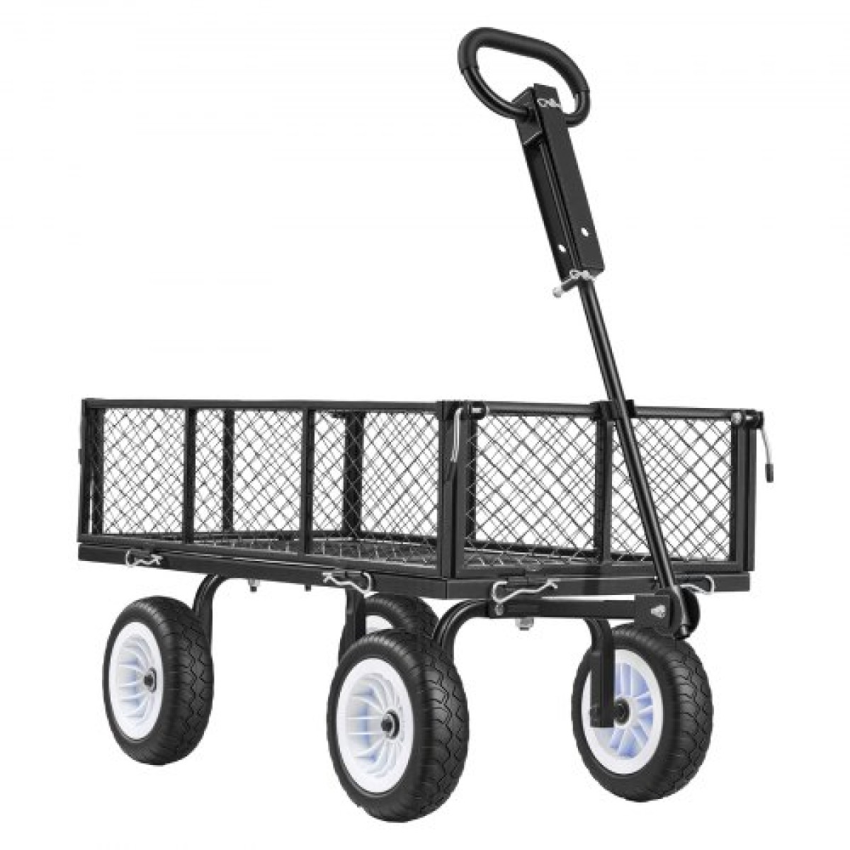 VEVOR Garden Cart, 408,2 kg, Heavy Duty Steel Yard and Garden Utility Wagon με ελαστικά 10 ιντσών, σκαμπό κήπου εξωτερικού χώρου με ρυθμιζόμενη λαβή, αποσπώμενα πλαϊνά πάνελ, προσάρτηση σε ATV ή τρακτέρ, Μαύρο