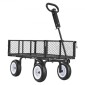 VEVOR Garden Cart, 408,2 kg, Heavy Duty Steel Yard and Garden Utility Wagon με ελαστικά 10 ιντσών, σκαμπό κήπου εξωτερικού χώρου με ρυθμιζόμενη λαβή, αποσπώμενα πλαϊνά πάνελ, προσάρτηση σε ATV ή τρακτέρ, Μαύρο