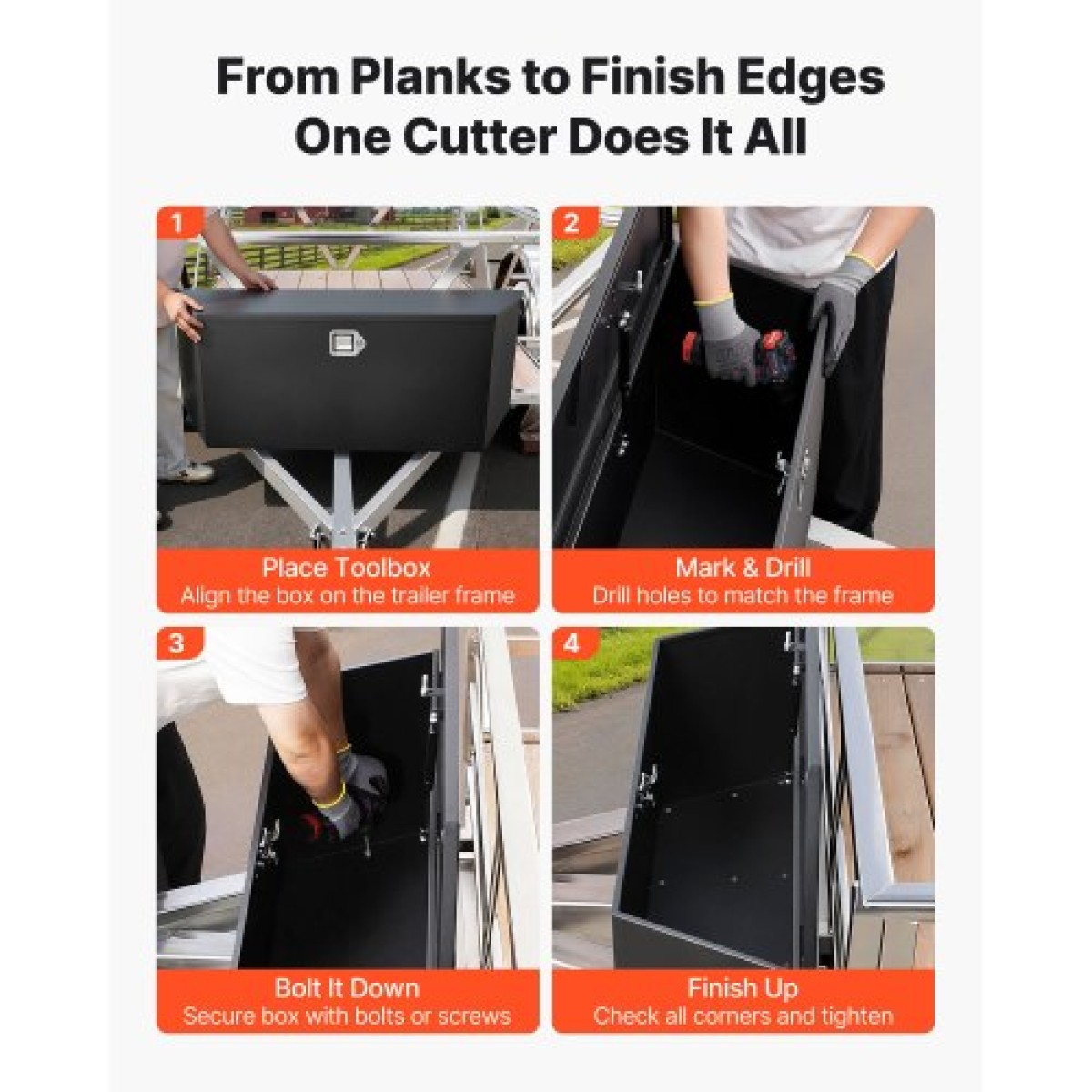 VEVOR Trailer Tongue Box, 1245 x 353 x 470 mm Steel Trailer Tongue Tool Box, Βαριά Duty Storage Organizer με κλειδαριά και κλειδιά, Βοηθητικό κιβώτιο εργαλείων για κρεβάτι Pickup Truck, RV, SUV, Off-Road Vehicle, Μαύρο