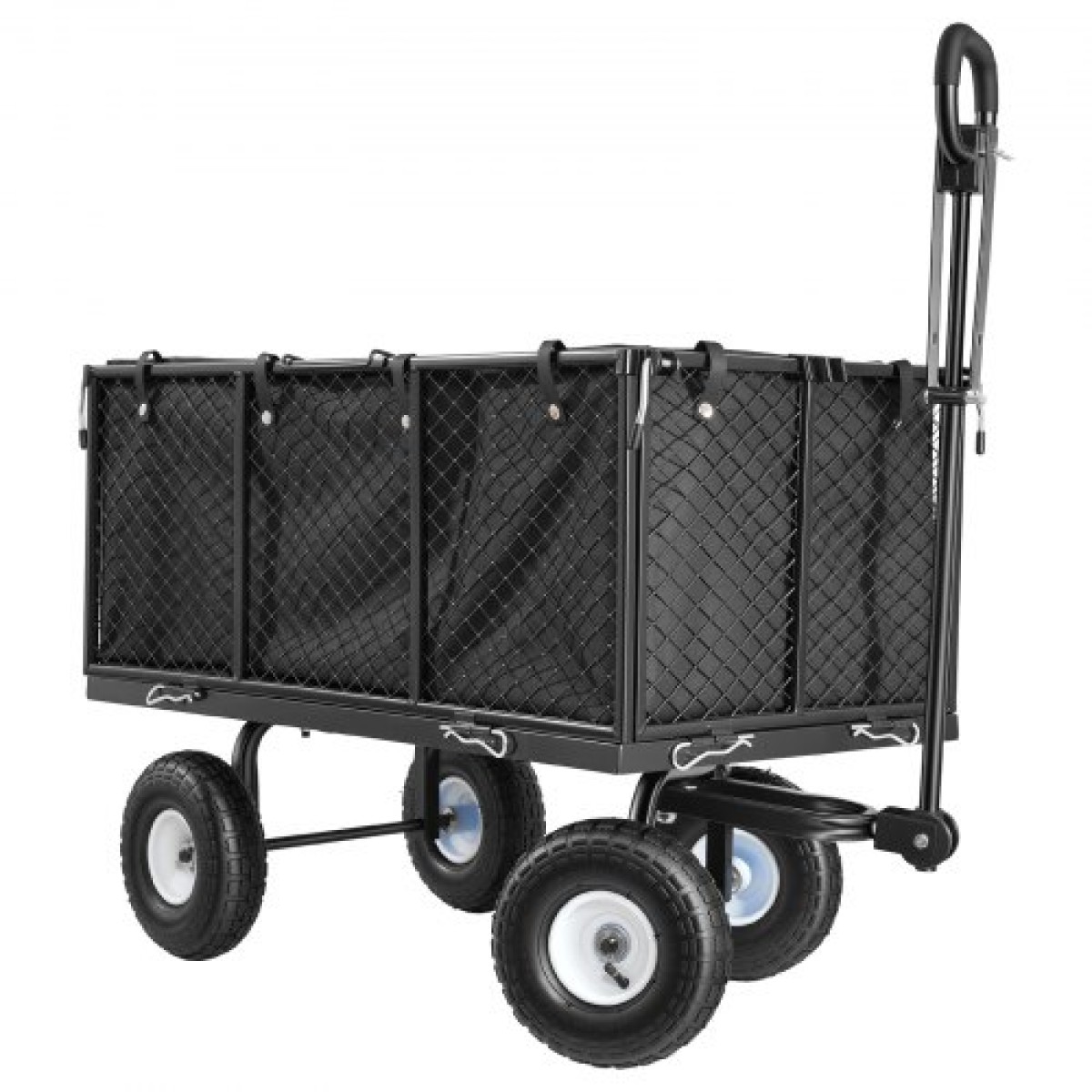 VEVOR Garden Cart, 544,3 kg, βαρέως τύπου Steel Hand Cart, Yard Utility Wagon Wagon Outdoor Transport Cart με ελαστικά 10 ιντσών, Ρυθμιζόμενη λαβή, Αποσπώμενα πλαϊνά πάνελ, Προσάρτηση σε ATV ή τρακτέρ, Μαύρο