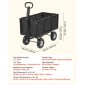 VEVOR Garden Cart, 544,3 kg, βαρέως τύπου Steel Hand Cart, Yard Utility Wagon Wagon Outdoor Transport Cart με ελαστικά 10 ιντσών, Ρυθμιζόμενη λαβή, Αποσπώμενα πλαϊνά πάνελ, Προσάρτηση σε ATV ή τρακτέρ, Μαύρο
