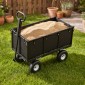 VEVOR Garden Cart, 544,3 kg, βαρέως τύπου Steel Hand Cart, Yard Utility Wagon Wagon Outdoor Transport Cart με ελαστικά 10 ιντσών, Ρυθμιζόμενη λαβή, Αποσπώμενα πλαϊνά πάνελ, Προσάρτηση σε ATV ή τρακτέρ, Μαύρο