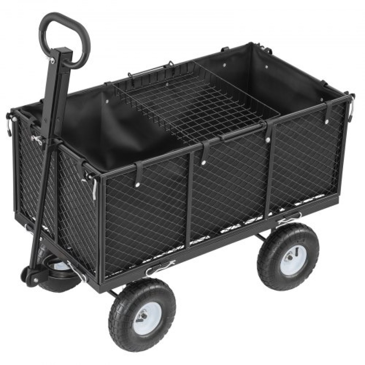 VEVOR Garden Cart, 544,3 kg, βαρέως τύπου Steel Hand Cart, Yard Utility Wagon Wagon Outdoor Transport Cart με ελαστικά 10 ιντσών, Ρυθμιζόμενη λαβή, Αποσπώμενα πλαϊνά πάνελ, Προσάρτηση σε ATV ή τρακτέρ, Μαύρο