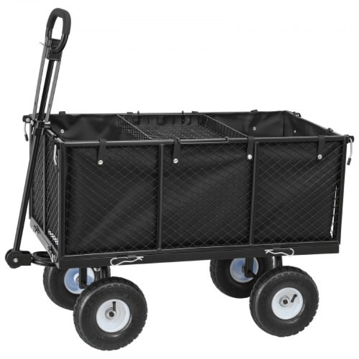VEVOR Garden Cart, 544,3 kg, βαρέως τύπου Steel Hand Cart, Yard Utility Wagon Wagon Outdoor Transport Cart με ελαστικά 10 ιντσών, Ρυθμιζόμενη λαβή, Αποσπώμενα πλαϊνά πάνελ, Προσάρτηση σε ATV ή τρακτέρ, Μαύρο