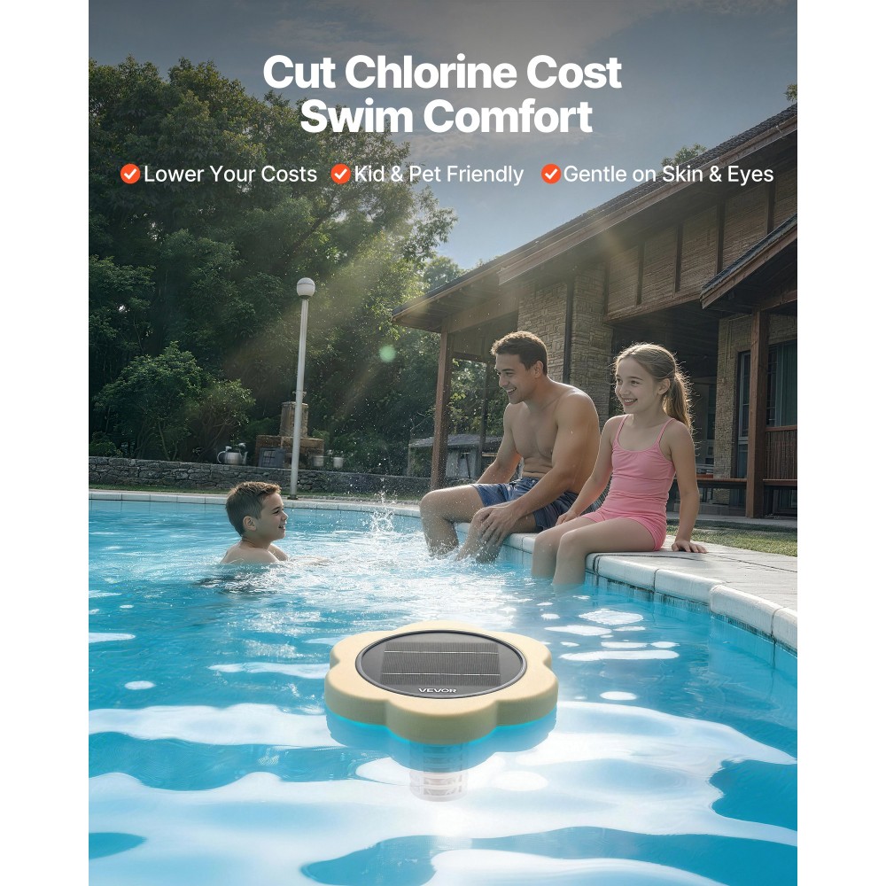 VEVOR Solar Pool Ionizer, Petal Copper Pool Ionizer Μέχρι 170343 L, Πλωτό αυτόματο καθαριστικό και καθαριστικό νερού, νερό χωρίς χλώριο, με άνοδο χαλκού, ελατήριο, βούρτσα και φίλτρο για πισίνες και σπα