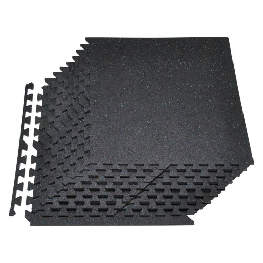 VEVOR Puzzle Exercise Mat, 24 PCS Fitness Equipment Mats, 610 x 610 x 10 mm, High-Density EVA Foam Mats Set, Interlocking Rubber Soft Tiles, Protective Floor Padding with Blue Dots for Home Gym Office