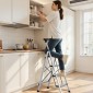 VEVOR 4 Step Ladder, Πτυσσόμενο σκαμπό με φαρδύ αντιολισθητικό πεντάλ και άνετη λαβή, φορητή σκάλα αλουμινίου χωρητικότητας 150 kg, πολλαπλών χρήσεων για κουζίνα, σπίτι, αποθήκη και γραφείο, ασημί