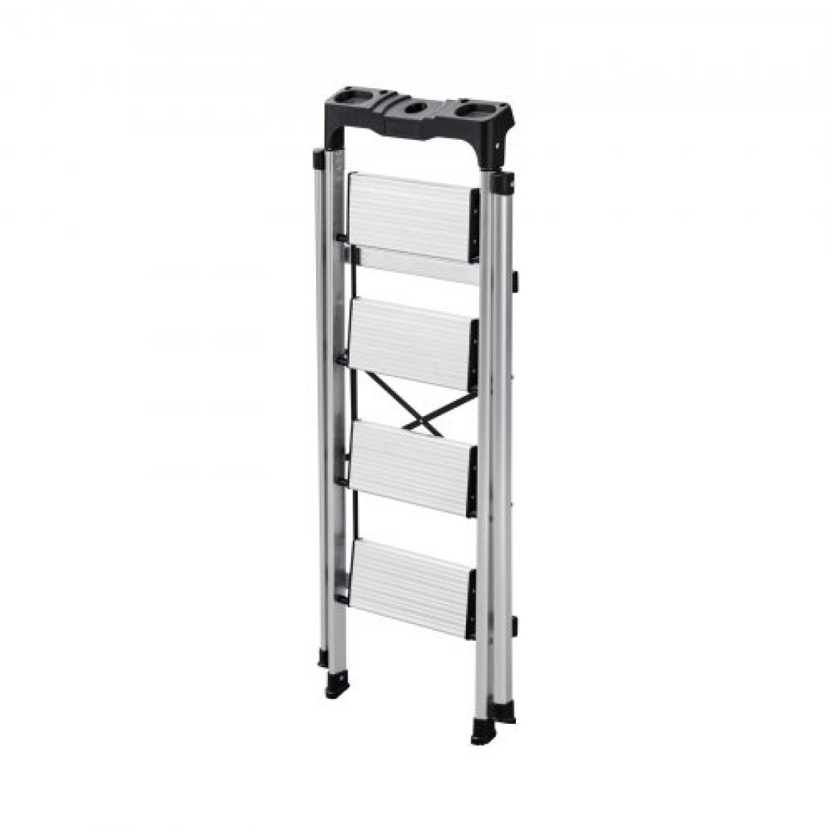 VEVOR 4 Step Ladder, Πτυσσόμενο σκαμπό με φαρδύ αντιολισθητικό πεντάλ και άνετη λαβή, φορητή σκάλα αλουμινίου χωρητικότητας 150 kg, πολλαπλών χρήσεων για κουζίνα, σπίτι, αποθήκη και γραφείο, ασημί