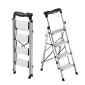 VEVOR 4 Step Ladder, Πτυσσόμενο σκαμπό με φαρδύ αντιολισθητικό πεντάλ και άνετη λαβή, φορητή σκάλα αλουμινίου χωρητικότητας 150 kg, πολλαπλών χρήσεων για κουζίνα, σπίτι, αποθήκη και γραφείο, ασημί