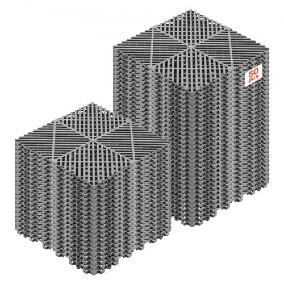 VEVOR Interlocking Drinage Mats, 310 x 310 mm, Modular πλακάκια δαπέδου γκαράζ, αντιολισθητικά πλακάκια δαπέδου αποστράγγισης PP, αυτοστραγγιζόμενα, εύκολη τοποθέτηση, για μπάνιο, κουζίνα, πισίνα & εξωτερικό, γκρι, 50 Pack