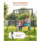 VEVOR Swing Set for Backyard, 150 x 81 cm Swing Seat with Heavy Duty A-Frame Metal Stand, 199,6 kg χωρητικότητα φόρτωσης, Ενισχυμένο με σπειροειδείς άγκυρες εδάφους, Swingset Outdoor για παιδιά, Μαύρο και πολύχρωμο
