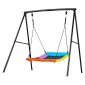 VEVOR Swing Set for Backyard, 150 x 81 cm Swing Seat with Heavy Duty A-Frame Metal Stand, 199,6 kg χωρητικότητα φόρτωσης, Ενισχυμένο με σπειροειδείς άγκυρες εδάφους, Swingset Outdoor για παιδιά, Μαύρο και πολύχρωμο