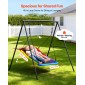 VEVOR Swing Set for Backyard, 150 x 81 cm Swing Seat with Heavy Duty A-Frame Metal Stand, 199,6 kg χωρητικότητα φόρτωσης, Ενισχυμένο με σπειροειδείς άγκυρες εδάφους, Swingset Outdoor για παιδιά, Μαύρο και πολύχρωμο