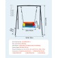 VEVOR Swing Set for Backyard, 150 x 81 cm Swing Seat with Heavy Duty A-Frame Metal Stand, 199,6 kg χωρητικότητα φόρτωσης, Ενισχυμένο με σπειροειδείς άγκυρες εδάφους, Swingset Outdoor για παιδιά, Μαύρο και πολύχρωμο