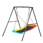 VEVOR Swing Set for Backyard, 150 x 81 cm Swing Seat with Heavy Duty A-Frame Metal Stand, 199,6 kg χωρητικότητα φόρτωσης, Ενισχυμένο με σπειροειδείς άγκυρες εδάφους, Swingset Outdoor για παιδιά, Μαύρο και πολύχρωμο