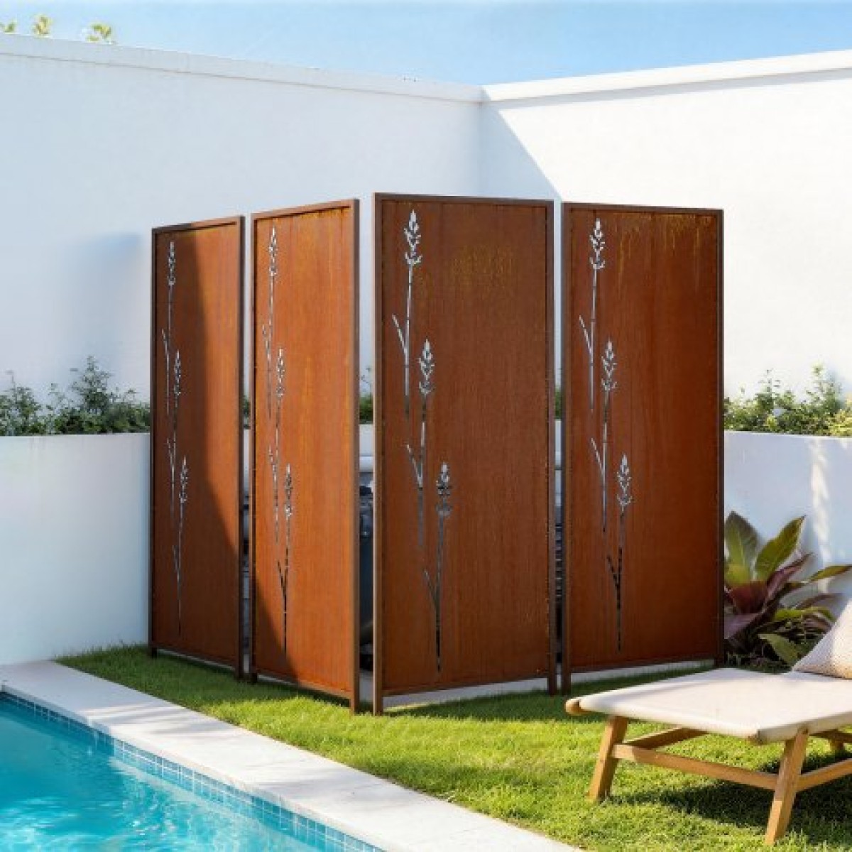 VEVOR Metal Privacy Screen, 50 x 160 cm Ανεξάρτητος Μοντέρνος φράχτης Privacy, Πάνελ διαχωρισμού κήπου με εκτεταμένους πάσσαλους εδάφους & πλάκα από ανθρακούχο χάλυβα, ανεξάρτητο εξωτερικό διαχωριστικό για κήπο, εσωτερικό