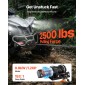 VEVOR 1134 kg Ηλεκτρικό βαρούλκο, βαρούλκο 12V DC ATV/UTV με Φ4,8 mm x 12 m Συνθετικό Σχοινί & Ενσύρματο Τηλεχειριστήριο, IP55 Αδιάβροχο, Πλάκα στήριξης Fairlead περίβλημα αλουμινίου για ρυμούλκηση ATV, μαύρο