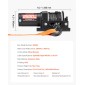 VEVOR 1134 kg Ηλεκτρικό βαρούλκο, βαρούλκο 12V DC ATV/UTV με Φ4,8 mm x 12 m Συνθετικό Σχοινί & Ενσύρματο Τηλεχειριστήριο, IP55 Αδιάβροχο, Πλάκα στήριξης Fairlead περίβλημα αλουμινίου για ρυμούλκηση ATV, μαύρο