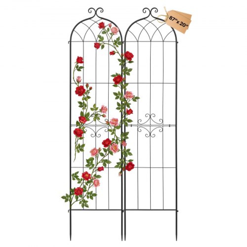 VEVOR Garden Trellis, 220 x 52.5 cm Rose Trellis, 2 Packs Garden Flower Rose Trellises with Powder-Coated Finish & Convenient Locking Design, Plant Support Trellises for Flowers, Vegetables, Roses