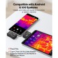 Κάμερα θερμικής απεικόνισης VEVOR για Android & iOS, 512 x 384 σούπερ ανάλυση με φακό Macro, Υπέρυθρη θερμική εικόνα 25 HZ Rate Refresh Rate για tablet Smartphone, Ανάλυση IR 256 x 192, -20°C έως 550°C