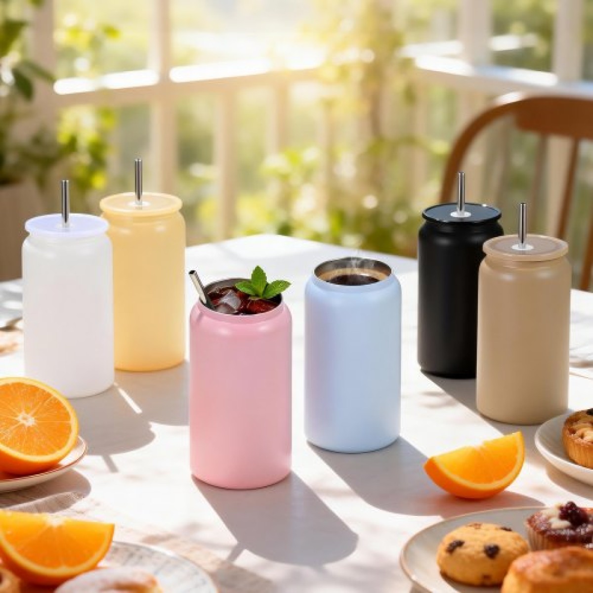 VEVOR Sublimation Tumblers, 12 Pack, 473 mL Πολύχρωμα ποτηράκια χύμα, από ανοξείδωτο χάλυβα κύπελλα εξάχνωσης με καπάκι και καλαμάκια, μονωμένο κενό ποτηριού διπλού τοιχώματος, για εξατομικευμένη προσαρμογή DIY