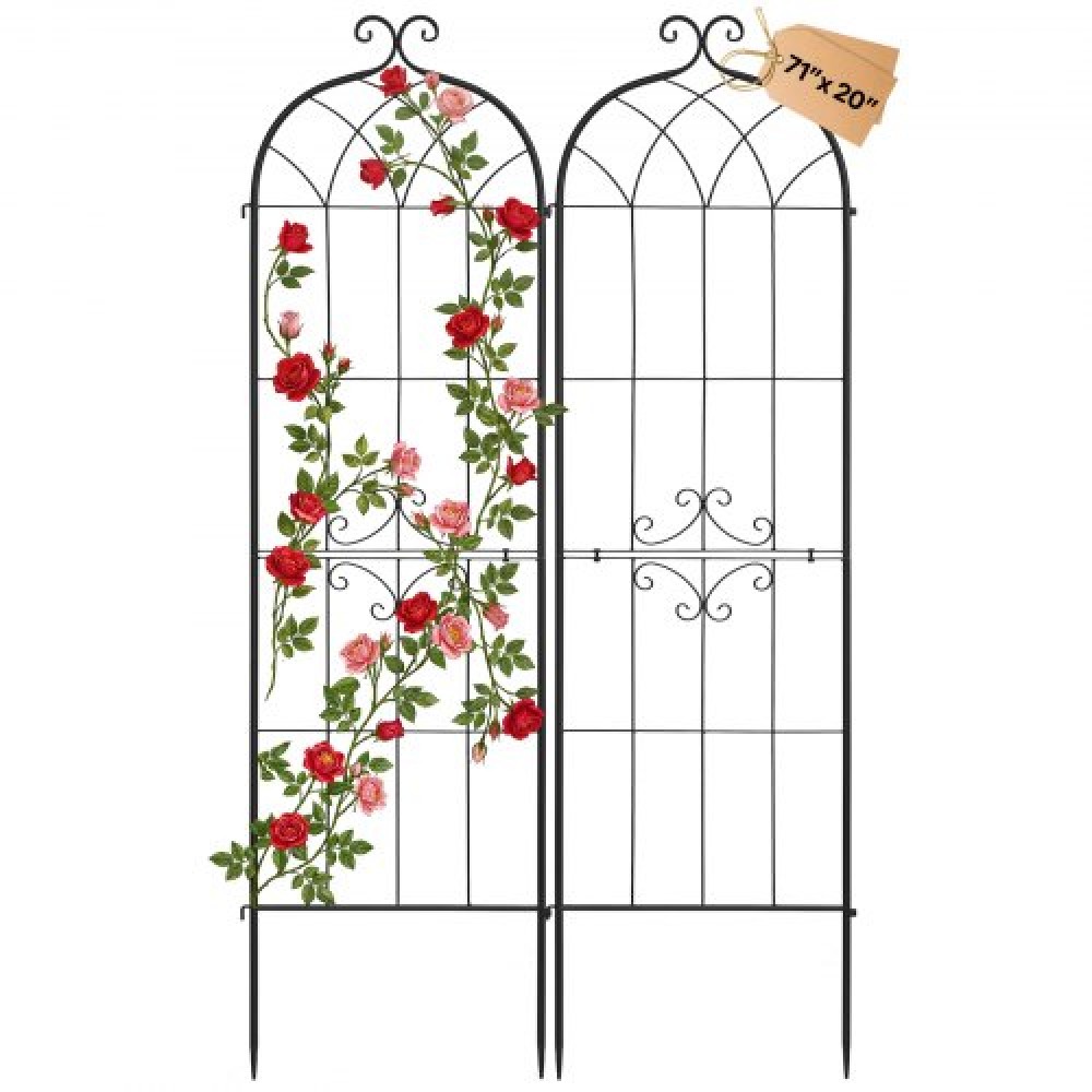 VEVOR Garden Trellis, 180 x 52.5 cm Rose Trellis, 2 Packs Garden Flower Rose Trellises with Powder-Coated Finish & Convenient Locking Design, Plant Support Trellises for Flowers, Vegetables, Roses