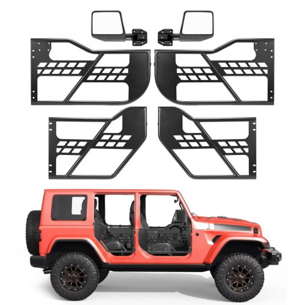 VEVOR Jeep Tube Doors, 4 Door, Συμβατές με 2018-2026 Wrangler JL JLU & 2020-2026 Gladiator JT, Steel Off Road Tubular Half Doors με πιστοποίηση DOT πλευρικής όψης και λαστιχένια μαξιλαράκια