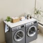 Πάγκος VEVOR Washer Dryer, 137 x 69,9 cm, Ξύλινος κάλυμμα πλυντηρίου και στεγνωτηρίου με άκρα και γάντζοι, αδιάβροχο επάνω μέρος πλυντηρίου ρούχων για ντουλάπα ρούχων Οργάνωση και αποθήκευση πάγκου, λευκό