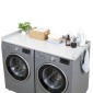 Πάγκος VEVOR Washer Dryer, 137 x 69,9 cm, Ξύλινος κάλυμμα πλυντηρίου και στεγνωτηρίου με άκρα και γάντζοι, αδιάβροχο επάνω μέρος πλυντηρίου ρούχων για ντουλάπα ρούχων Οργάνωση και αποθήκευση πάγκου, λευκό