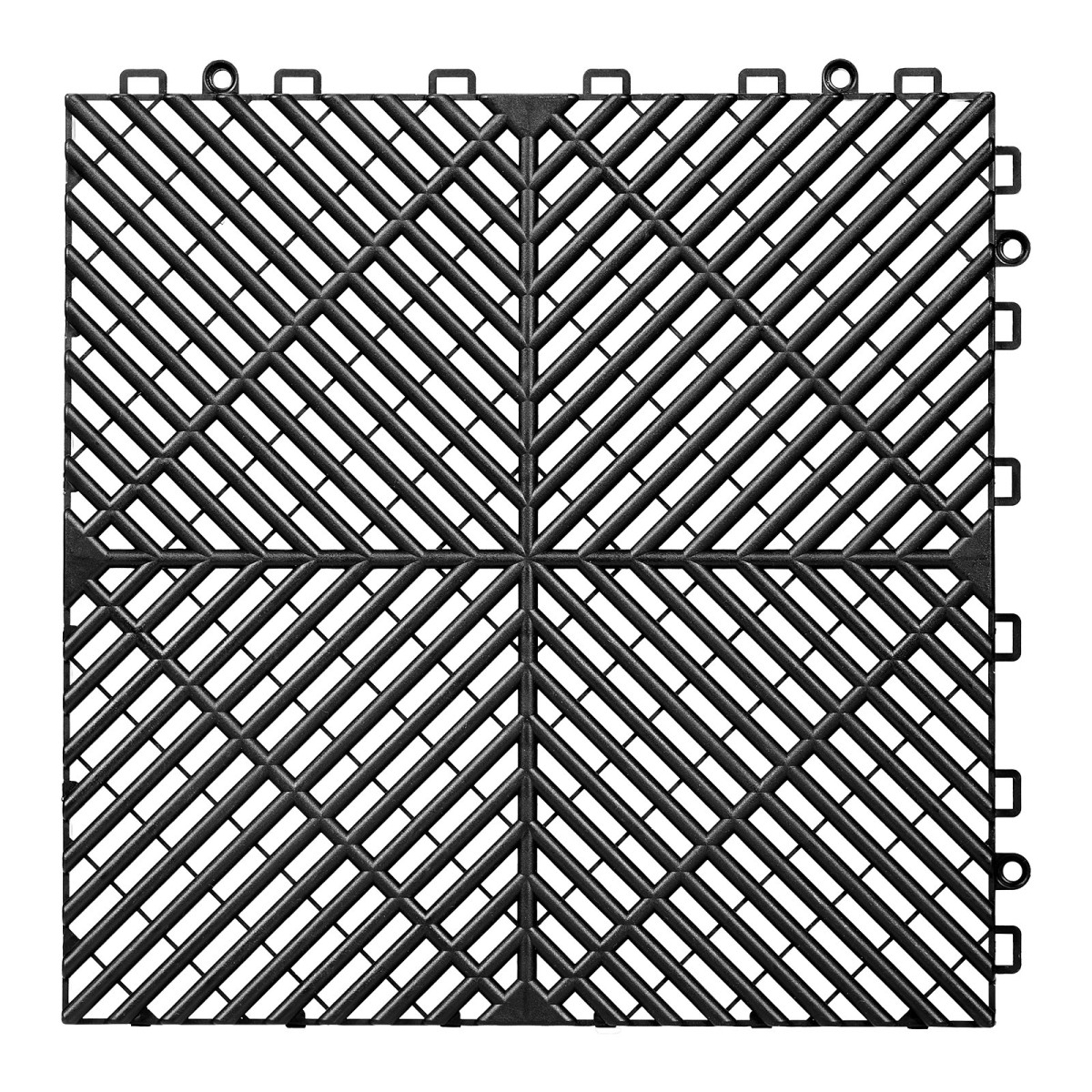 VEVOR Interlocking Drinage Mats, 310 x 310 mm, Αρθρωτά πλακάκια δαπέδου γκαράζ, αντιολισθητικά πλακάκια δαπέδου αποστράγγισης PP, αυτοστραγγιζόμενα, εύκολη τοποθέτηση, για μπάνιο, κουζίνα, πισίνα & εξωτερικό, μαύρο, 55 πακέτο
