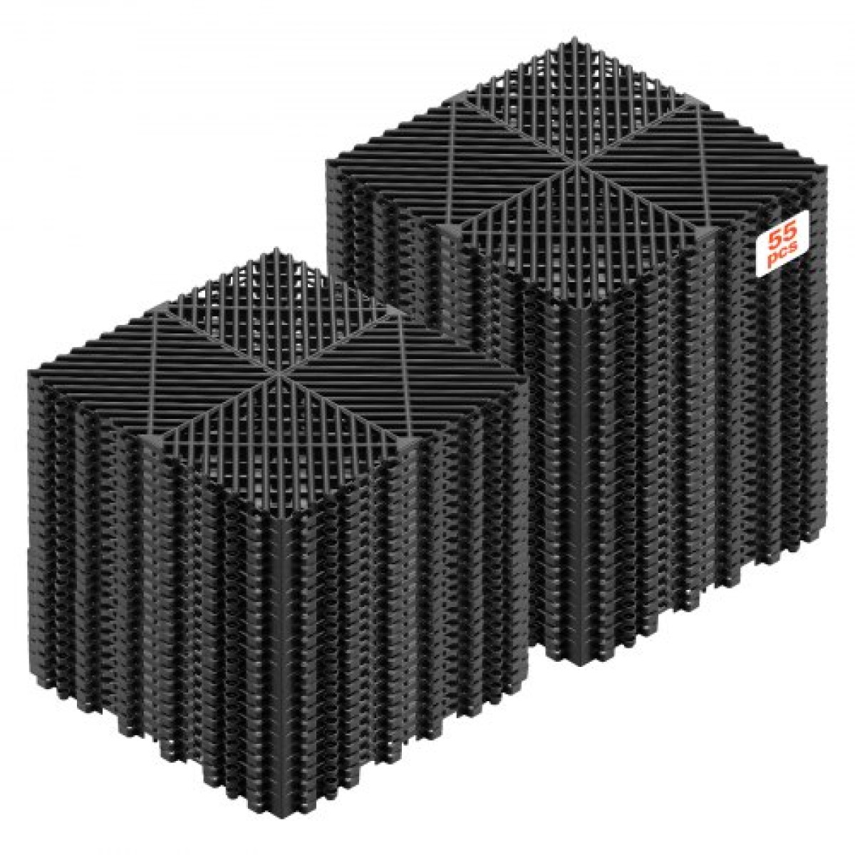VEVOR Interlocking Drinage Mats, 310 x 310 mm, Αρθρωτά πλακάκια δαπέδου γκαράζ, αντιολισθητικά πλακάκια δαπέδου αποστράγγισης PP, αυτοστραγγιζόμενα, εύκολη τοποθέτηση, για μπάνιο, κουζίνα, πισίνα & εξωτερικό, μαύρο, 55 πακέτο
