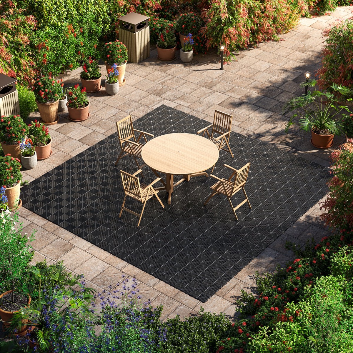 VEVOR Interlocking Drinage Mats, 310 x 310 mm, Αρθρωτά πλακάκια δαπέδου γκαράζ, αντιολισθητικά πλακάκια δαπέδου αποστράγγισης PP, αυτοστραγγιζόμενα, εύκολη τοποθέτηση, για μπάνιο, κουζίνα, πισίνα & εξωτερικό, μαύρο, 55 πακέτο