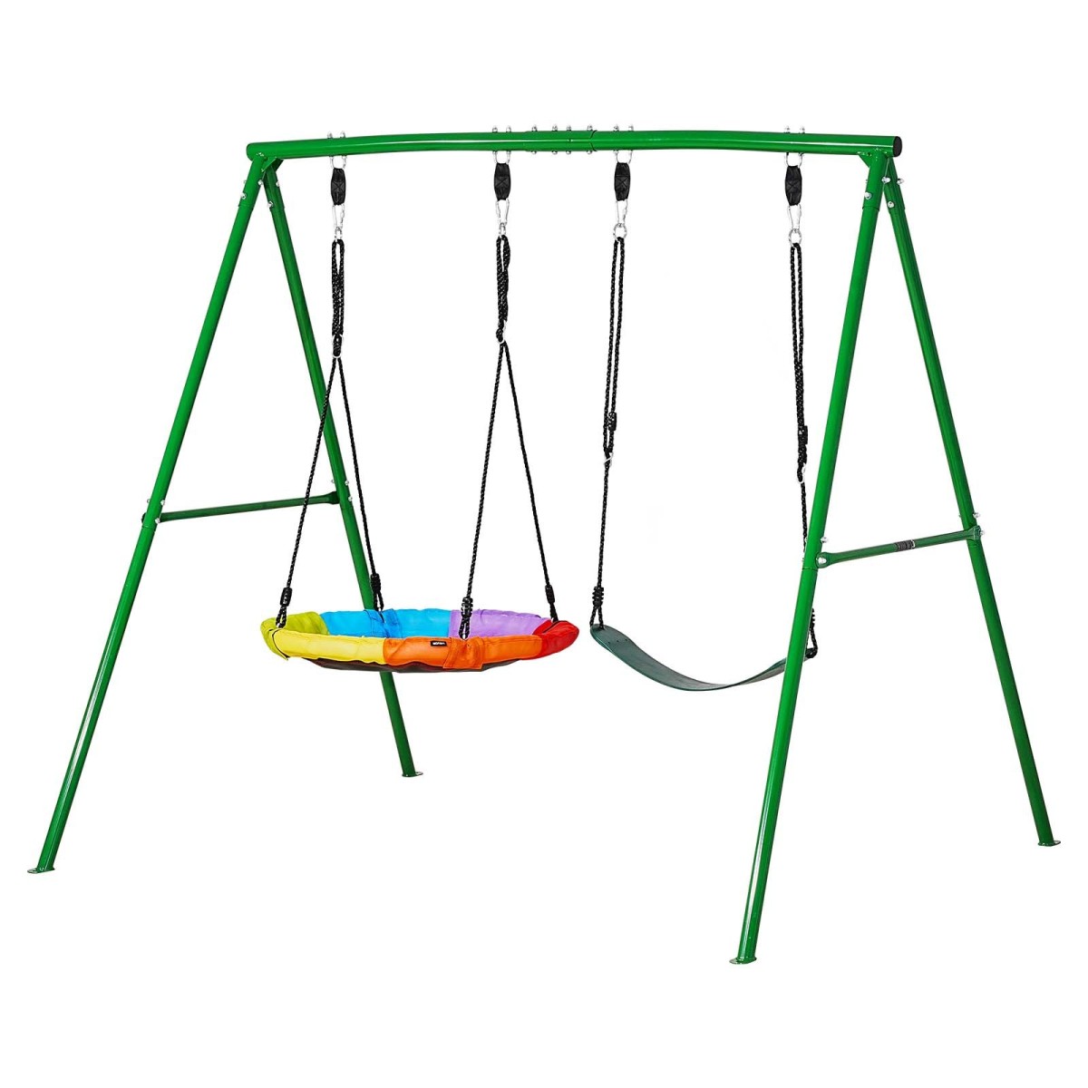 VEVOR Swing Set για Backyard, 80 cm Saucer Swing Seat and Belt Seat, with Heavy Duty A-Frame Metal Stand, 199,6 kg χωρητικότητα φόρτωσης, Ενισχυμένο με σπειροειδείς άγκυρες εδάφους, Swingset Outdoor για παιδιά