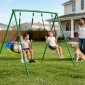 VEVOR Swing Set για Backyard, 80 cm Saucer Swing Seat and Belt Seat, with Heavy Duty A-Frame Metal Stand, 199,6 kg χωρητικότητα φόρτωσης, Ενισχυμένο με σπειροειδείς άγκυρες εδάφους, Swingset Outdoor για παιδιά