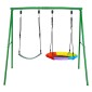 VEVOR Swing Set για Backyard, 80 cm Saucer Swing Seat and Belt Seat, with Heavy Duty A-Frame Metal Stand, 199,6 kg χωρητικότητα φόρτωσης, Ενισχυμένο με σπειροειδείς άγκυρες εδάφους, Swingset Outdoor για παιδιά
